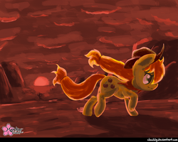 Size: 1000x798 | Tagged: safe, artist:clouddg, applejack, earth pony, pony, g4, female, running, solo, sunset