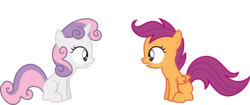 Size: 7170x3000 | Tagged: safe, artist:fukaketsu, scootaloo, sweetie belle, g4, one bad apple, .svg available, simple background, transparent background, vector, worried