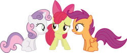 Size: 7170x3000 | Tagged: safe, artist:fukaketsu, apple bloom, scootaloo, sweetie belle, g4, one bad apple, .svg available, cutie mark crusaders, simple background, transparent background, vector, worried