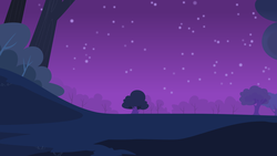 Size: 5760x3240 | Tagged: safe, artist:fukaketsu, g4, sleepless in ponyville, .svg available, background, bush, dead link in description, forest, grass, night, no pony, stars, tree, vector