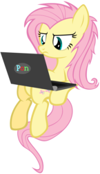 Size: 7999x13816 | Tagged: safe, artist:mmdfantage, fluttershy, g4, absurd resolution, computer, female, laptop computer, simple background, solo, transparent background, vector, wingless