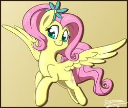 Size: 1024x866 | Tagged: safe, artist:espeonna, fluttershy, pegasus, pony, g4, alternate hairstyle, cute, female, flower, flower in hair, mare, ponytail, shyabetes, solo