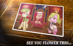 Size: 1280x809 | Tagged: safe, artist:why485, daisy, flower wishes, lily, lily valley, roseluck, ask the flower trio, g4, ask, clothes, costume, flower trio, tumblr