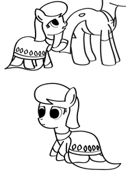 Size: 800x1086 | Tagged: safe, artist:why485, lily, lily valley, oc, ask the flower trio, g4, ask, clothes, comic, dress, female, filly, monochrome, tumblr, younger