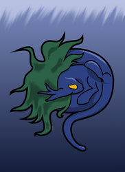 Size: 800x1100 | Tagged: safe, artist:parallel black, alp-luachra, original species, curled up, ocean, parasite, solo, underwater