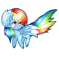 Size: 1000x1000 | Tagged: safe, artist:milena-milka, rainbow dash, g4, blushing, chibi, cute, ear fluff, female, hooves, simple background, solo, transparent background, unshorn fetlocks, wingding eyes