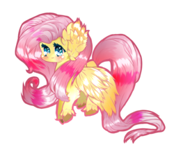 Size: 1000x900 | Tagged: safe, artist:milena-milka, fluttershy, g4, blushing, chibi, cute, ear fluff, female, hooves, simple background, solo, transparent background, unshorn fetlocks, wingding eyes