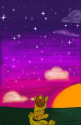 Size: 894x1381 | Tagged: safe, artist:arrancar9021, applejack, g4, cloud, cloudy, female, solo, stars, sunset