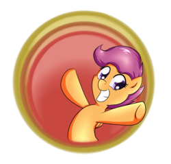 Size: 1751x1676 | Tagged: safe, artist:alazak, scootaloo, g4, female, grin, looney tunes, parody, pose, smiling, solo, that's all folks