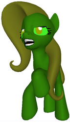 Size: 358x625 | Tagged: safe, fluttershy, g4, 3d, 3d pony creator, angry, flutterhulk, gamma ray, glowing eyes, glowing eyes of doom, green, green eyes, green mane, growling, hulk out, mutant, open mouth, rage, roar, smashing, snarling, teeth, the incredible hulk