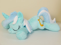 Size: 3300x2400 | Tagged: safe, artist:janellesplushies, lyra heartstrings, pony, g4, high res, irl, photo, plushie, sleeping, solo