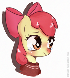 Size: 623x700 | Tagged: safe, artist:239asd, apple bloom, earth pony, pony, g4, adorabloom, blushing, bust, cute, female, filly, solo