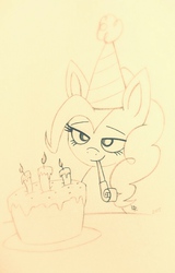 Size: 809x1264 | Tagged: safe, artist:dubstepbrony4life, pinkie pie, g4, cake, female, hat, party hat, solo