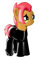 Size: 750x1133 | Tagged: safe, artist:daisy, babs seed, pony, g4, alternate clothes, female, latex, latex suit, simple background, solo, transparent background