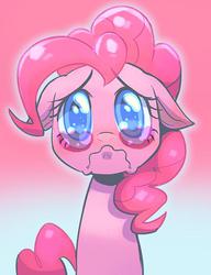 Size: 500x650 | Tagged: dead source, safe, artist:jirousan, part of a set, pinkie pie, earth pony, pony, g4, crying, female, floppy ears, frown, looking at you, mare, sad, solo, wavy mouth