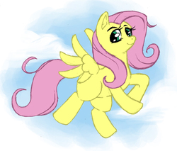 Size: 440x375 | Tagged: safe, artist:shonen-shonen, fluttershy, g4, cloud, cloudy, flying, sky