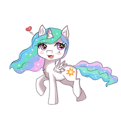 Size: 500x500 | Tagged: safe, artist:mikuraway, princess celestia, g4, blushing, female, heart, raised hoof, simple background, solo, spread wings