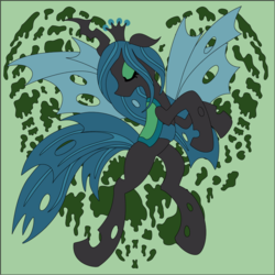 Size: 867x867 | Tagged: safe, artist:the-paper-pony, queen chrysalis, changeling, changeling queen, g4, eyes closed, female, shadowbox, solo