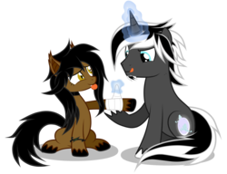 Size: 6500x5000 | Tagged: safe, artist:junkiesnewb, oc, oc only, oc:nox arcana, oc:whirlwind dust, bat pony, pony, unicorn, vampony, absurd resolution, bandage, cute, noxwind, simple background, tongue out, transparent background, vector