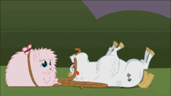 Size: 642x360 | Tagged: safe, artist:mixermike622, bulk biceps, oc, oc:fluffle puff, butterfly, g4, animated, cartoon physics, fuck physics, rope, screw gravity, youtube link