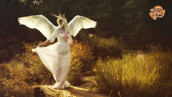 Size: 1200x675 | Tagged: safe, artist:aster-hime, princess celestia, human, g4, cosplay, irl, irl human, photo, wings