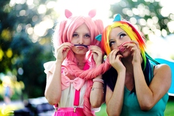 Size: 960x639 | Tagged: safe, artist:amaicherry, pinkie pie, rainbow dash, human, g4, cosplay, irl, irl human, photo