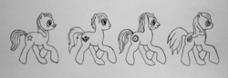 Size: 4320x1481 | Tagged: safe, artist:dravoxianart, monochrome, ponified, simple background, the beatles, traditional art