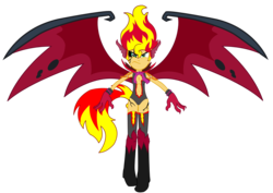 Size: 2105x1488 | Tagged: safe, artist:lifes-remedy, sunset shimmer, equestria girls, g4, .svg available, crossover, fairy tail, female, mirajane strauss, satan soul, simple background, solo, sunset satan, svg, transparent background, vector