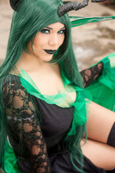 Size: 600x900 | Tagged: safe, artist:dashcosplay, queen chrysalis, human, g4, cleavage, cosplay, female, irl, irl human, photo