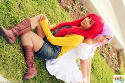 Size: 1600x1067 | Tagged: safe, artist:dashcosplay, apple bloom, sweetie belle, human, g4, cosplay, irl, irl human, photo