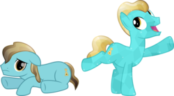 Size: 2896x1600 | Tagged: safe, artist:chainchomp2, bright smile, castle (crystal pony), crystal pony, earth pony, pony, g4, comparison, cute, duality, floppy ears, happy, high res, looking at you, male, pretty, prone, sad, simple background, solo, stallion, transparent background, vector