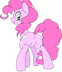 Size: 377x439 | Tagged: safe, artist:yoditax, pinkie pie, g4, butt, dock, featureless crotch, female, flockmod, looking at you, looking back, plot, solo