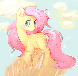 Size: 1721x1681 | Tagged: safe, artist:sparkdust, fluttershy, g4, blushing, female, solo