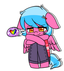 Size: 817x909 | Tagged: safe, artist:ask-cottoncloud, oc, oc only, oc:cotton cloud, pegasus, pony, semi-anthro, heart, solo