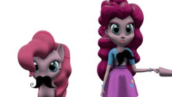 Size: 3840x2160 | Tagged: safe, artist:creatorofpony, artist:facing-worlds, pinkie pie, equestria girls, g4, 3d, clothes, high res, hoofbump, jaw drop, moustache, skirt, source filmmaker, surprised