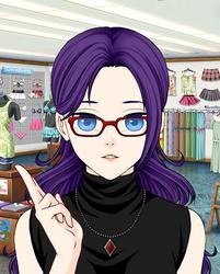 Size: 455x565 | Tagged: safe, artist:blob9001, rarity, human, g4, glasses, humanized, necklace, rinmarugames, solo