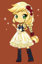 Size: 664x1000 | Tagged: safe, artist:weiliy, applejack, equestria girls, g4, clothes, dress, female, pixiv, solo