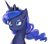 Size: 566x500 | Tagged: safe, artist:baekgup, princess luna, pony, g4, alternate hairstyle, bust, crown, cute, female, hair tie, jewelry, lidded eyes, lunabetes, mare, portrait, regalia, simple background, solo, unamused, white background