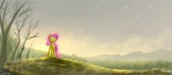 Size: 3200x1409 | Tagged: dead source, safe, artist:shamanguli, fluttershy, g4, female, scenery, solo