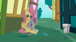 Size: 960x540 | Tagged: safe, artist:affinityshy, fluttershy, silver spoon, g4, comforting, crying, fluttermom, glasses, hug