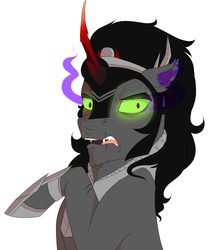 Size: 1600x1850 | Tagged: safe, artist:evehly, king sombra, g4, disgusted, looking at something, male, raised hoof, shocked, shocked expression, solo, sombra eyes, weirded out, wtf