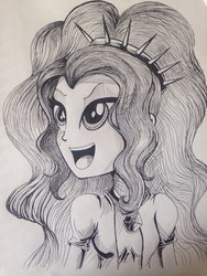 Size: 720x960 | Tagged: safe, artist:wourdeluck, adagio dazzle, equestria girls, g4, my little pony equestria girls: rainbow rocks, grayscale, monochrome