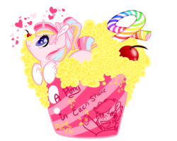 Size: 1280x1024 | Tagged: safe, artist:sarahostervig, oc, oc only, oc:sugar rush, pony, unicorn, candy, drink, heart, solo