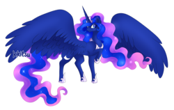 Size: 1782x1126 | Tagged: safe, artist:kkitsu, princess luna, g4, female, solo, spread wings