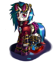 Size: 793x900 | Tagged: safe, artist:ligerstorm, dj pon-3, vinyl scratch, pony, g4, female, league of legends, solo, vi