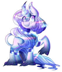 Size: 914x1074 | Tagged: safe, artist:kookoi, oc, oc only, oc:glittering pearl, classical unicorn, horn, leonine tail, solo