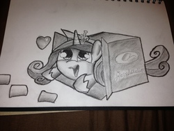 Size: 3264x2448 | Tagged: safe, artist:lethal-doorknob, princess cadance, pony, g4, box, female, filly, high res, pony in a box, solo, traditional art