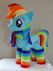 Size: 3176x4240 | Tagged: safe, artist:janellesplushies, rainbow dash, pony, g4, clothes, irl, photo, plushie, rainbow socks, socks, solo, striped socks