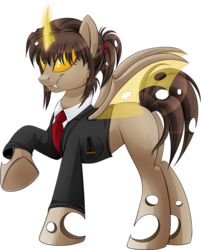 Size: 963x1200 | Tagged: safe, artist:exceru-karina, oc, oc only, changeling, blank flank, brown changeling, business suit, businessmare, clothes, female, simple background, solo, suit, transparent background