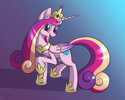 Size: 1000x800 | Tagged: safe, artist:tehflah, princess cadance, g4, female, looking at you, open mouth, raised hoof, solo